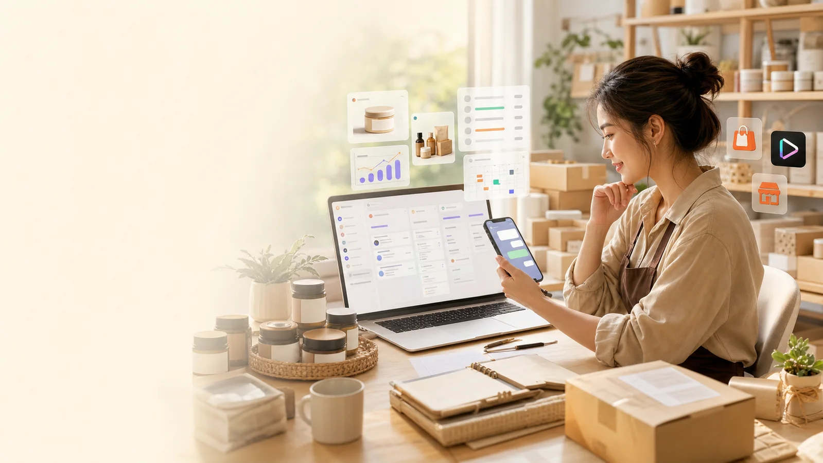 Thai solo business owner using OPB Stack AI employee workspace